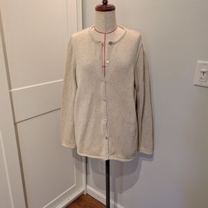 L.L. Bean Cream Knit Button-Front Cardigan